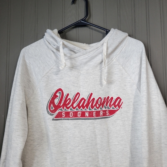 Oklahoma Sooners Hooded Sweatshirt Pullover White/Ivory Women's Large - Picture 3 of 6